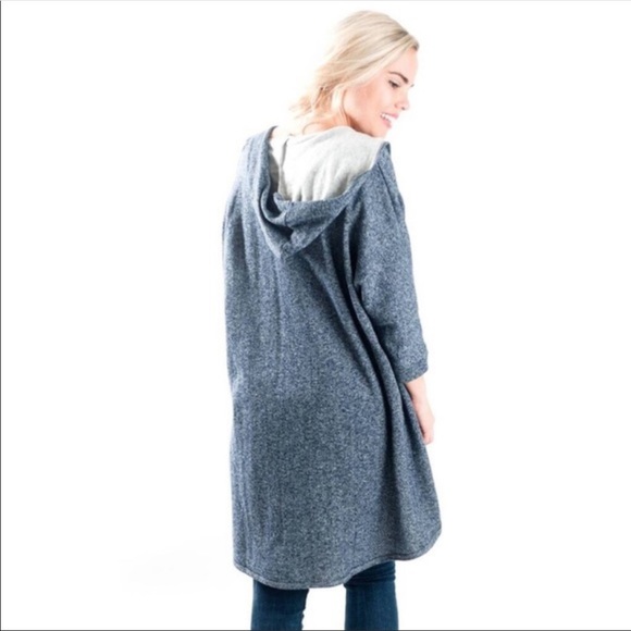 Navy fleeced Kimono - Picture 2 of 2